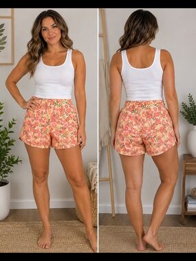 LuLaRoe Serena Floral Lounge Shorts Pull On Medium New